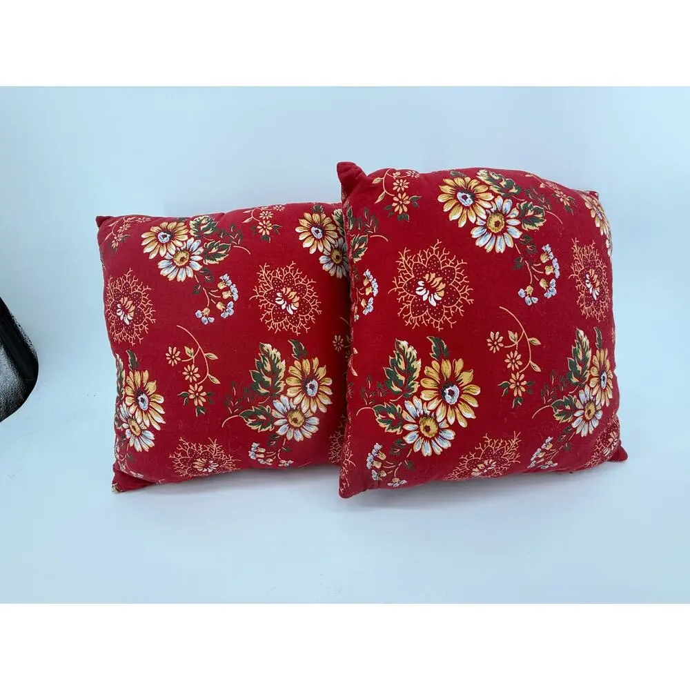 Patchwork Throw Pillow Pair Americana Farmhouse Cottagecore 13 Inch
